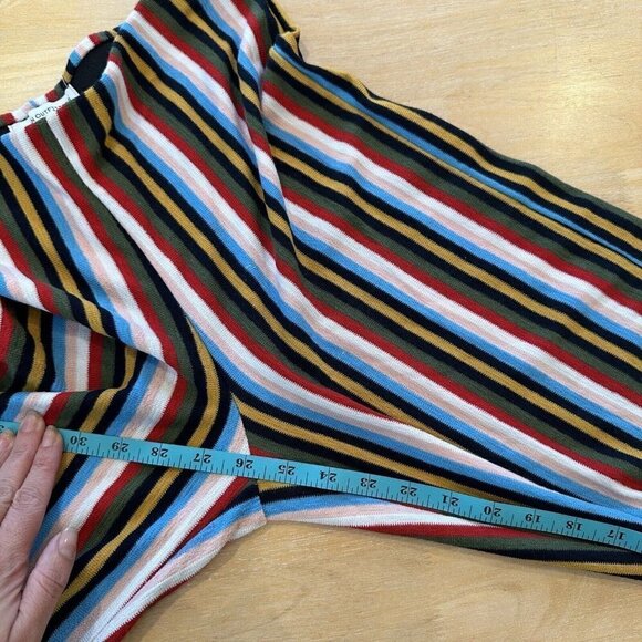 Urban Outfitters Striped Elastic Pull On Wide Leg Cropped Multi Pants Size Small - Picture 12 of 12